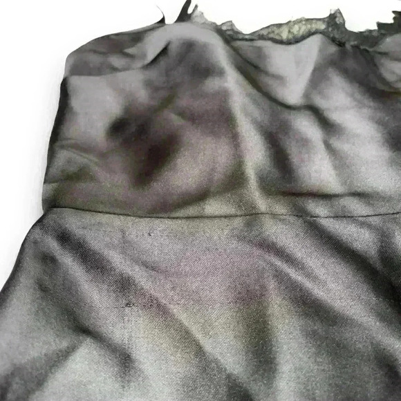 Black Satin Lace Trim Dress Ruched Slit Maxi Size 6 Miss Selfridge Casual Formal - Picture 3 of 8